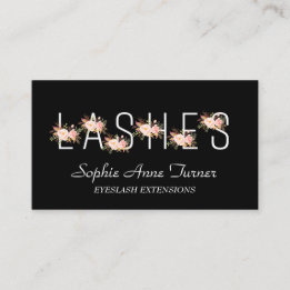 ピンクモダンの花Letter EyeLash Extensions 名刺