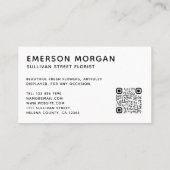 ピンクモダンの花QRコードフローリスト 名刺 (裏面)