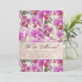 ピンクモダンの蘭フローラ移動 案内状 (スタンド正面)