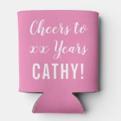 ピンクモダンの誕生日パーティー応援 缶クーラー (裏面)