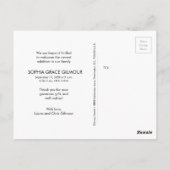 ピンクモダンの赤ちゃん女の子の写真コラージュ赤ちゃんシャワー ポストカード (裏面)