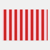 ピンクモダンの赤のスクリプストライプト ラッピングペーパーシート (正面2)