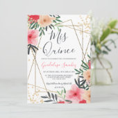 ピンクモダンの赤フローラ金ゴールドキンセアニェラ 招待状 (スタンド正面)