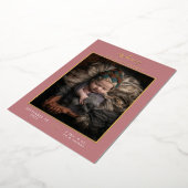 ピンクモダンの金ゴールドが誕生のお知らせ 箔招待状 (回転した状態)