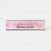 ピンクモダンの金ゴールドウォーターカラーデスク名プレート デスクネームプレート (正面)