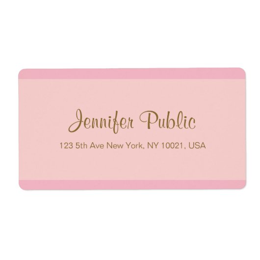 ピンクモダンの金ゴールドスエレガントクリプトトレンディーテンプレート ラベル (正面)