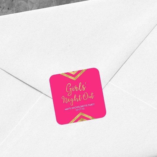 ピンクモダンの金ゴールドフェイクシボロンの女の子の夜アウト スクエアシール