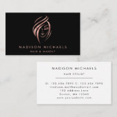 ピンクモダンの金ゴールド抽象芸術ヘアメイクアップブシン 名刺 (正面/裏面)