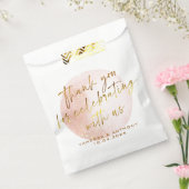 ピンクモダンの金ゴールド水色の形結婚状 フェイバーバッグ (封をした状態)