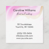ピンクモダンの金ゴールド白い大理石の髪のメイク スクエア名刺 (裏面)