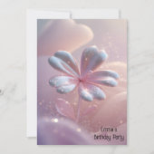 ピンクモダンの金ゴールド花誕生日の招待状 招待状 (正面)