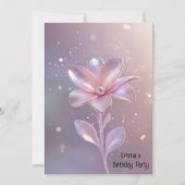 ピンクモダンの金ゴールド花誕生日の招待状 招待状 (正面)