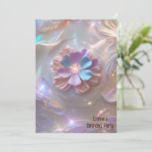 ピンクモダンの金ゴールド花誕生日の招待状 招待状 (スタンド正面)