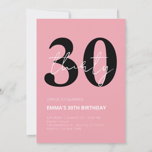 ピンクモダンの金ゴールド花誕生日の招待状 招待状 (裏面)