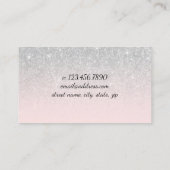 ピンクモダンの銀グリッターはさみヘアスタイリスト 名刺 (裏面)