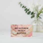 ピンクモダンの銀大理石の質感とタイポグラフィ 名刺 (スタンド正面)