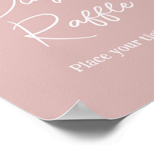 ピンクモダンの雪片ベビースシャワーおむつラッフル ポスター (角)