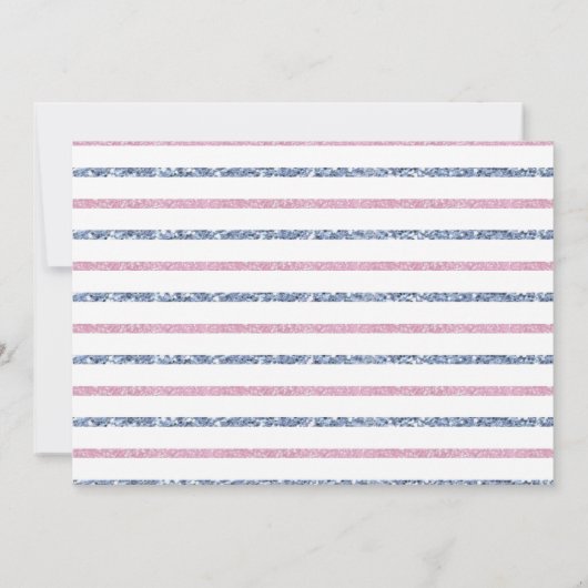 ピンクモダンの青い風船の性別表示パーティー 招待状 (裏面)