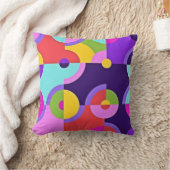 ピンクモダンの青と緑の陽気な円 クッション (ブランケット)