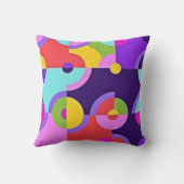 ピンクモダンの青と緑の陽気な円 クッション (裏面)