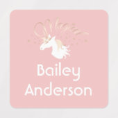 ピンクモダンの魔法のユニコーンの子供服 ラベル (デザイン1)