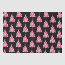 ピンクモダンの黒いクリスマスツリーパターン 薄葉紙