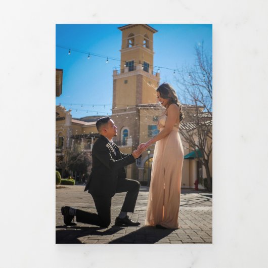 ピンクモダンの3つ折フォト結婚式招待状 三つ折り案内状 (カバー)