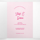 ピンクモダンの3つ折フォト結婚式招待状 三つ折り案内状 (内部中)