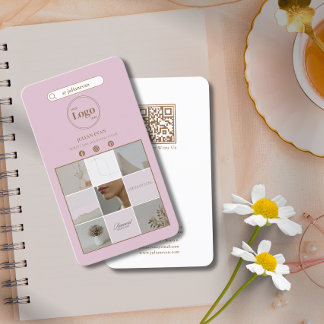 ピンクモダンのInstagramフォトコラージュ名刺 名刺