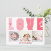 ピンクモダンのLOVE Valentines Dayハート写真 シーズンカード (スタンド正面)