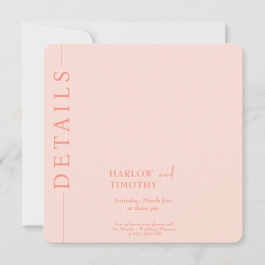 ピンクモダンのQRコードハート結婚式の日付を保存 セーブザデート (裏面)