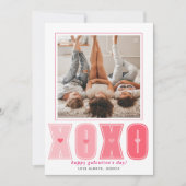ピンクモダンのXOXOハートGalentines Day写真 シーズンカード (正面)