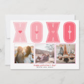 ピンクモダンのXOXO Galentines Dayハート写真 シーズンカード (正面)