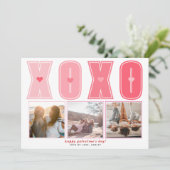 ピンクモダンのXOXO Galentines Dayハート写真 シーズンカード (スタンド正面)