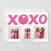 ピンクモダンのXOXO Galentines Dayハート写真 シーズンカード (正面)