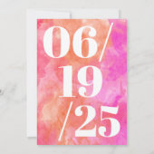 ピンクモダンはっきりしたとオレンジの卒業式パーティー 招待状 (裏面)