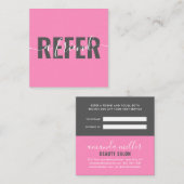 ピンクモダンはっきりしたは友だちの脚本の署名を参照する 紹介カード (正面/裏面)