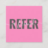 ピンクモダンはっきりしたは友だちの脚本の署名を参照する 紹介カード (正面)