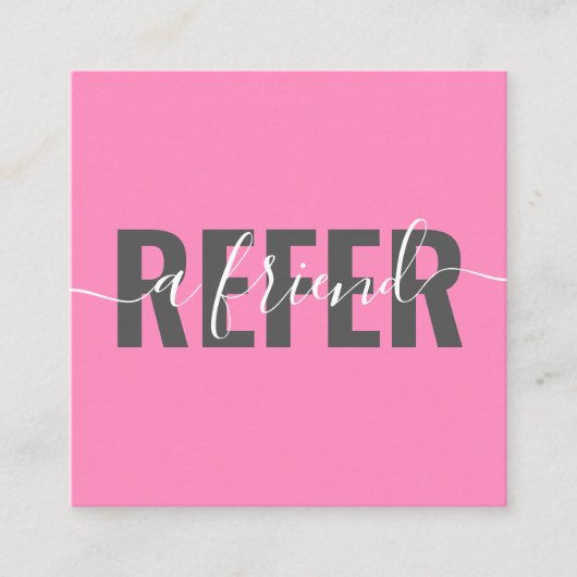 ピンクモダンはっきりしたは友だちの脚本の署名を参照する 紹介カード (正面)