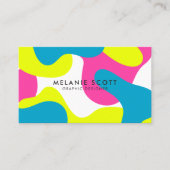 ピンクモダンはっきりしたブルー抽象芸術パターンのミニマリスト 名刺 (正面)