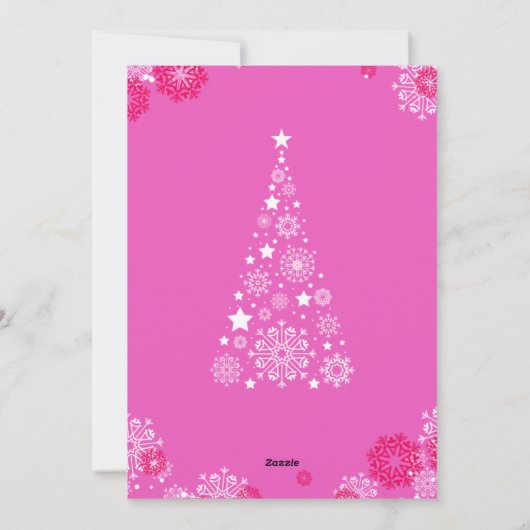 ピンクモダンはっきりしたメリークリスマスフォト シーズンカード (裏面)