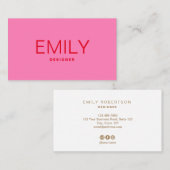 ピンクモダンはっきりしたレッドタイポグラフィ 名刺 (正面/裏面)