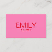 ピンクモダンはっきりしたレッドタイポグラフィ 名刺 (正面)