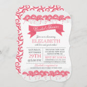 ピンクモダンアンブレラブライダルシャワー 招待状 (正面/裏面)