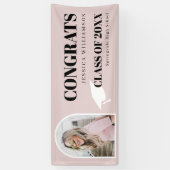 ピンクモダンアーチフォトおめでとう卒業バナー 横断幕 (縦)