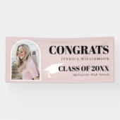 ピンクモダンアーチフォトおめでとう卒業バナー 横断幕 (横)