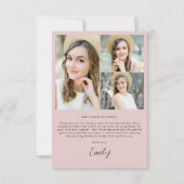 ピンクモダンアーチ大学院シンプル写真有り サンキューカード (裏面)