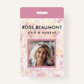 ピンクモダンイエローの水色バッジ バッジ (正面)