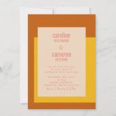 ピンクモダンイエローテラコッタジオメト結婚リ 招待状 (正面)