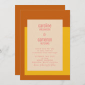 ピンクモダンイエローテラコッタジオメト結婚リ 招待状 (正面/裏面)